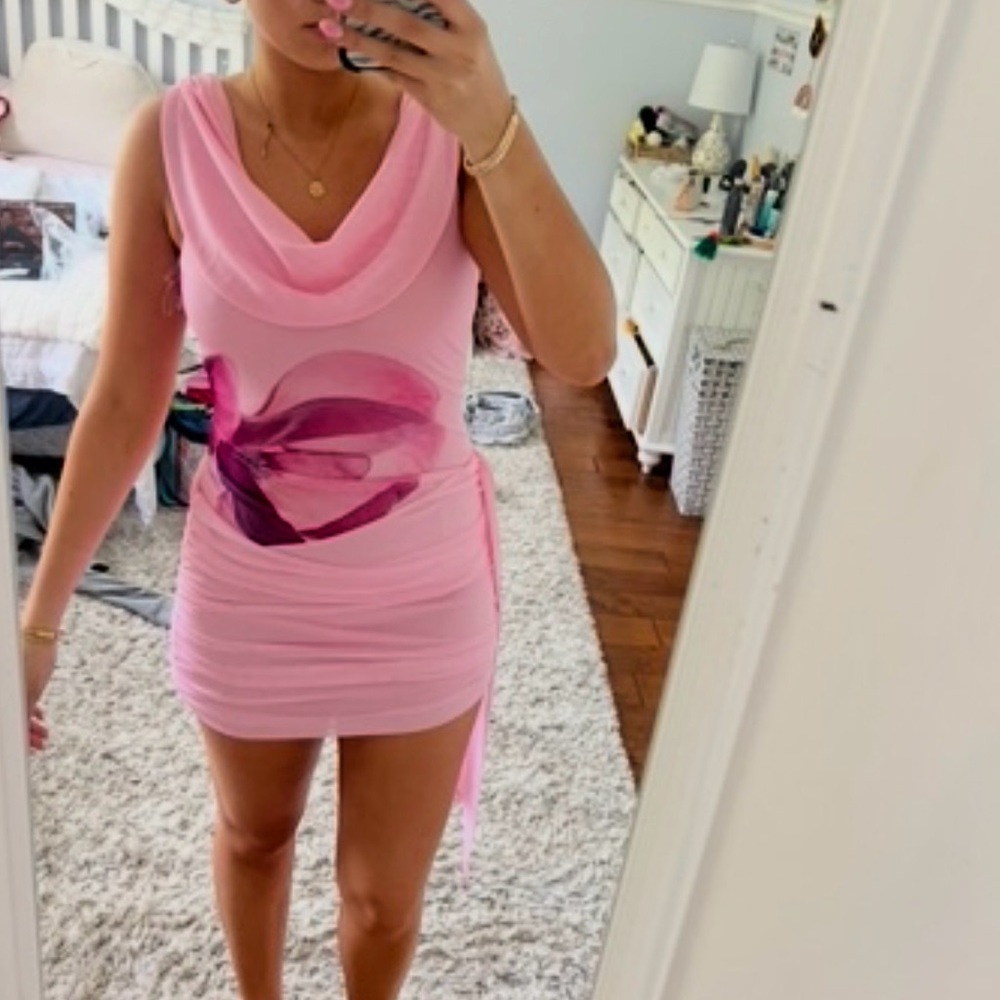 Peppermayo Pink Floral-Print Mini Dress